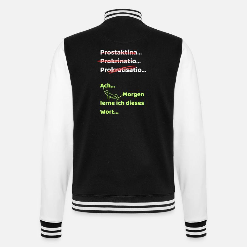 Prokrastination Witz lustiger Spruch Hängematte - College-Sweatjacke - Schwarz/Weiß