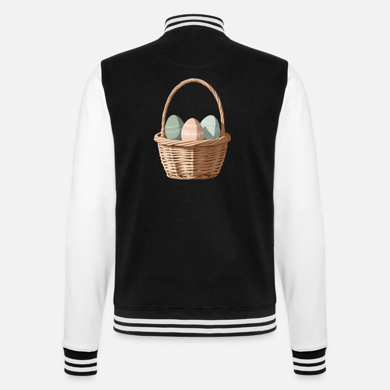 Pastel eggs in a basket - College Sweat Jacket - black/white