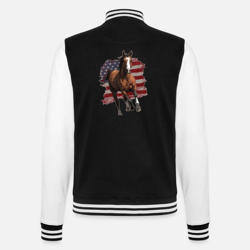 Drapeau des États-Unis de cheval - Veste Teddy - noir/blanc