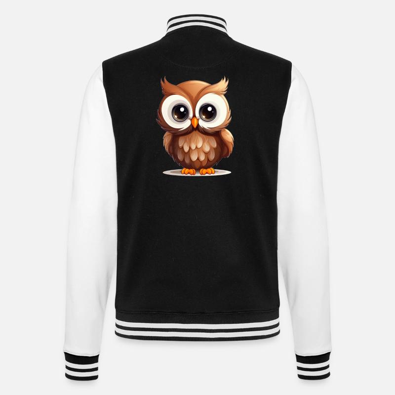Süße Eule - College-Sweatjacke - Schwarz/Weiß
