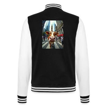 Funny Cow Selfie on a City Street - College Sweat Jacket - black/white - Back - Marisol (170cm)