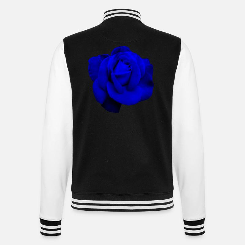 Blaue Rose - College-Sweatjacke - Schwarz/Weiß