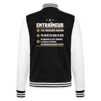 Sport Cadeau Handball Football Rugby Entraîneur - Veste Teddy - noir/blanc - Dos - Marisol (170cm)