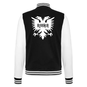 Albania Red Double-headed Eagle Albanian Gift - College Sweat Jacket - black/white - Back - Marisol (170cm)