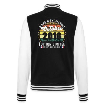 6 Ans Anniversaire Vintage Né en Octobre 2016 - Veste Teddy - noir/blanc - Dos - Marisol (170cm)