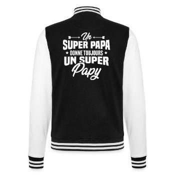Un super papa donne toujours un super papy - Veste Teddy - noir/blanc - Dos - Marisol (170cm)