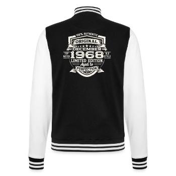 Original December 1968 54th Birthday Gift - College Sweat Jacket - black/white - Back - Marisol (170cm)