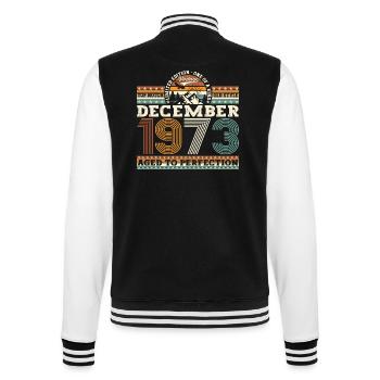 December Born 1973 49th birthday gift - College Sweat Jacket - black/white - Back - Marisol (170cm)