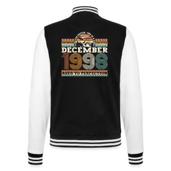 December Born 1998 24th birthday gift - College Sweat Jacket - black/white - Back - Marisol (170cm)