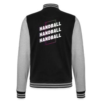 Handball Handball Player Handball Player Vintage Retro - Veste Teddy - noir/gris chiné - Dos - Marisol (170cm)