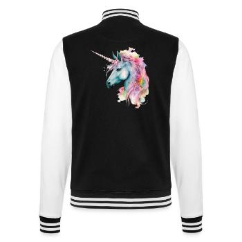 Unicorn Magic Fantasy Fable Colorful Colors Art - College Sweat Jacket - black/white - Back - Marisol (170cm)