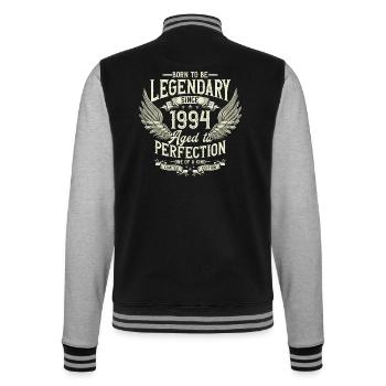 Legendary since 1994 Vintage Vintage Birthday - College Sweat Jacket - black/heather grey - Back - Marisol (170cm)