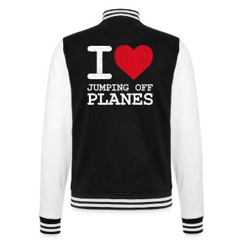 Skydiving Passion Design. Perfect Adrenaline Gift - College Sweat Jacket - black/white - Back - Marisol (170cm)