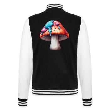 Pilz / Mushroom / Wiese / Wald / Goa / Psy - College-Sweatjacke - Schwarz/Weiß - Hinten - Marisol (170cm)