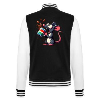 Mouse with coffee caffeine shock - College Sweat Jacket - black/white - Back - Marisol (170cm)