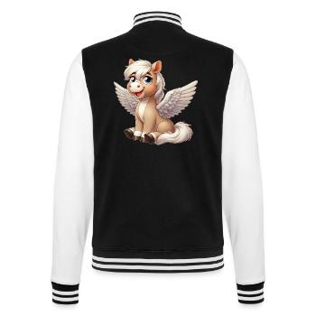 Cute Horse Angel Cartoon with Wings - College Sweat Jacket - black/white - Back - Marisol (170cm)