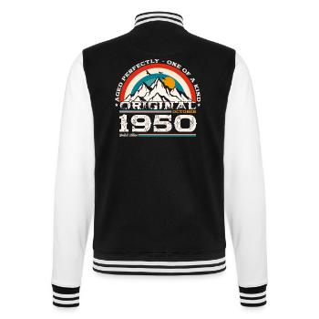 75. Geburtstag Legende Oktober 1950 Jahrgang 50 - College-Sweatjacke - Schwarz/Weiß - Hinten - Marisol (170cm)