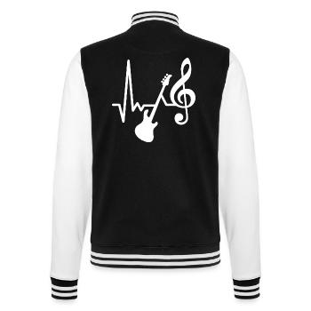 E- Bass - Herzschlag - Ich liebe Bass spielen - College-Sweatjacke - Schwarz/Weiß - Hinten - Marisol (170cm)