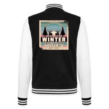 Winter-Vibes für Naturfreunde im Sonnenuntergang - College-Sweatjacke - Schwarz/Weiß - Hinten - Marisol (170cm)
