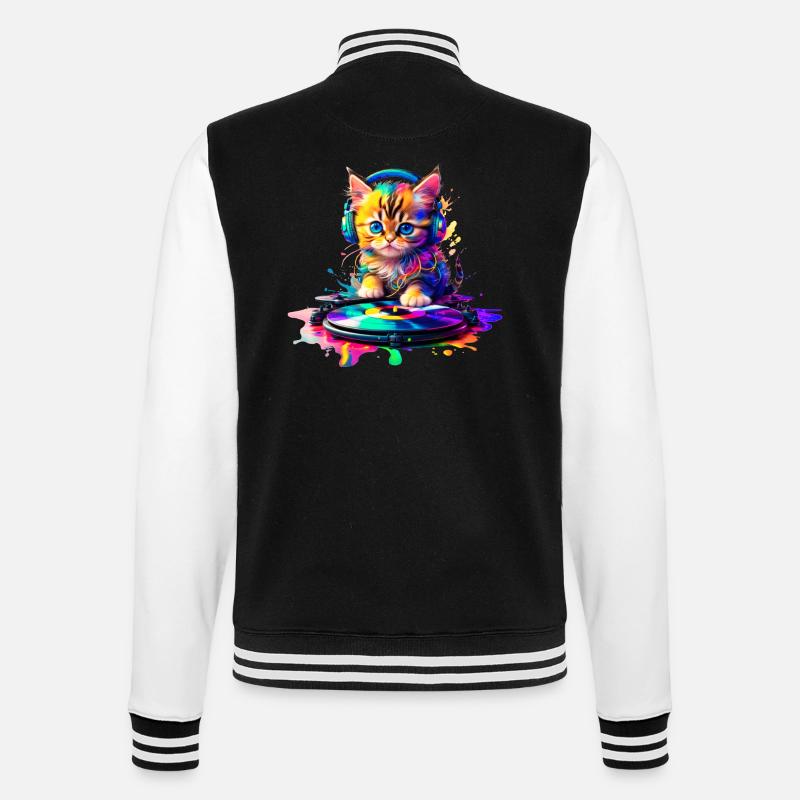 DJ Kitty – Rainbow 2 - College Sweat Jacket - black/white