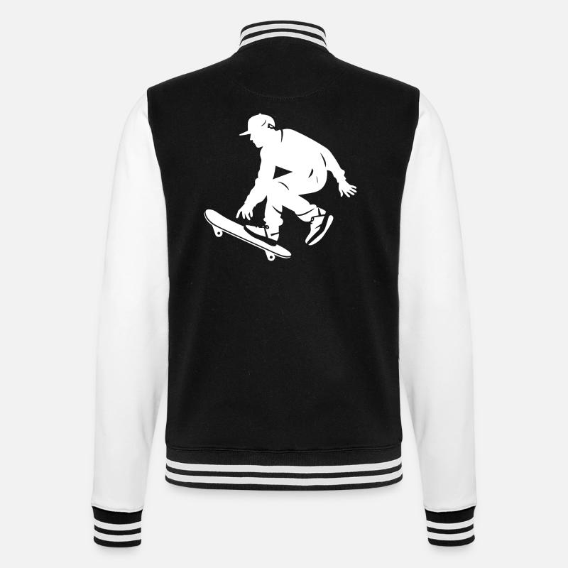 Skateboarding Junge - College-Sweatjacke - Schwarz/Weiß