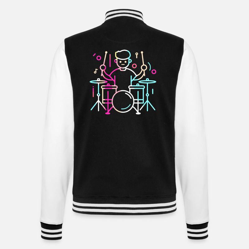 Drummer Boy Drawing - College Sweat Jacket - black/white