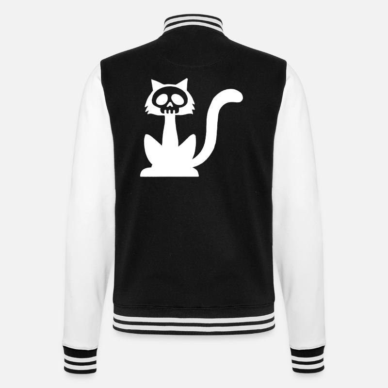 Weißer Katzenschädel - College-Sweatjacke - Schwarz/Weiß