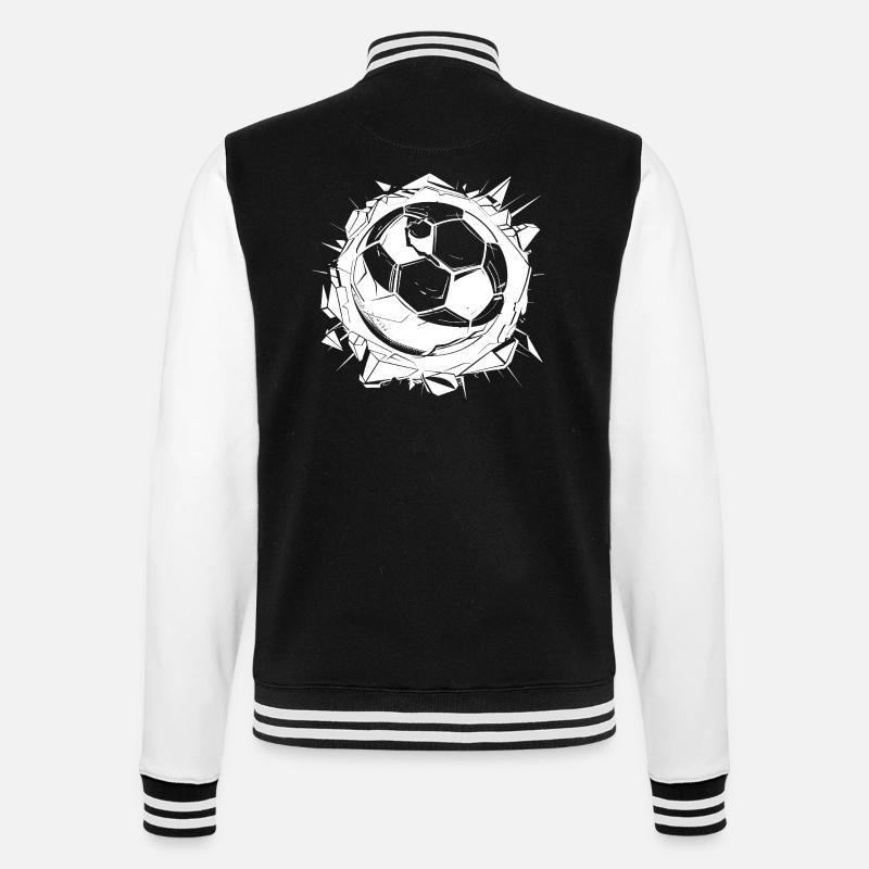 Fußball Zeichnung - College-Sweatjacke - Schwarz/Weiß