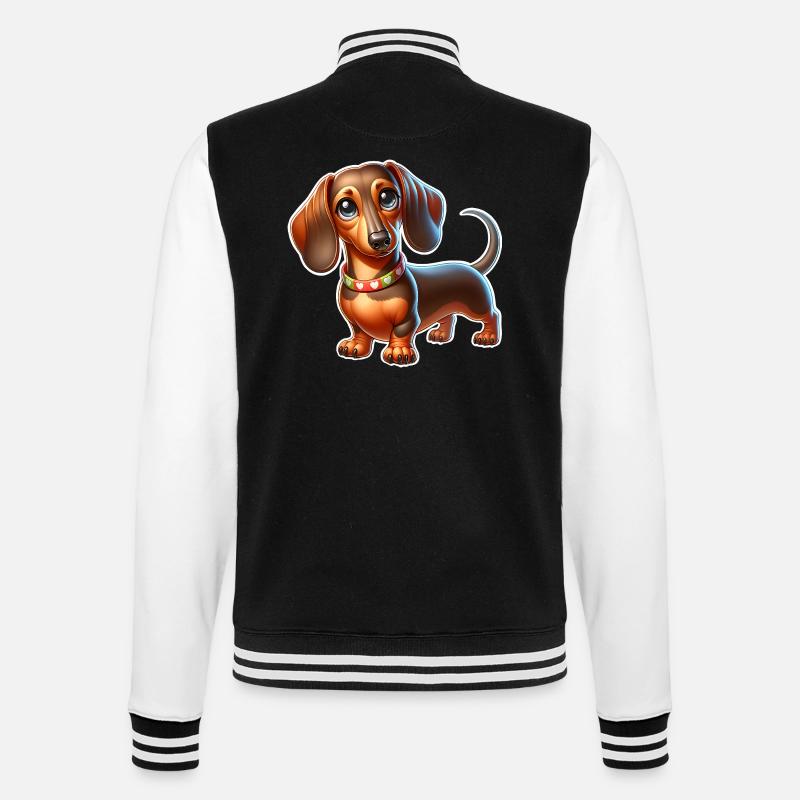 Dackel - College-Sweatjacke - Schwarz/Weiß