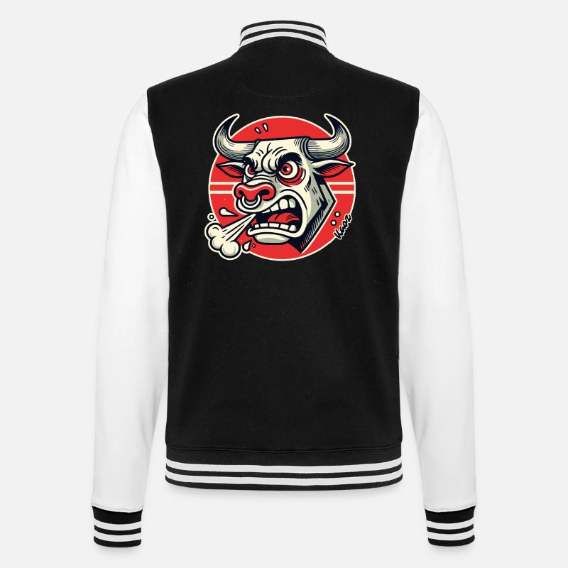 Angry Bull Retro Logo - College Sweat Jacket - black/white