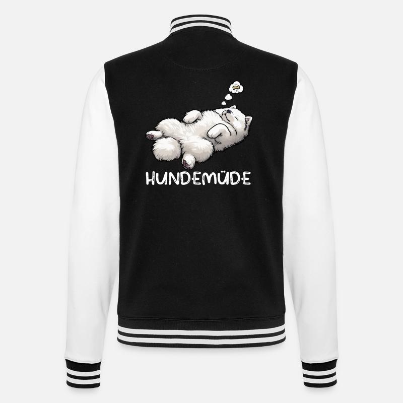 Hundemüde Samojede Samojedenbesitzer Samojedenhund - College-Sweatjacke - Schwarz/Weiß