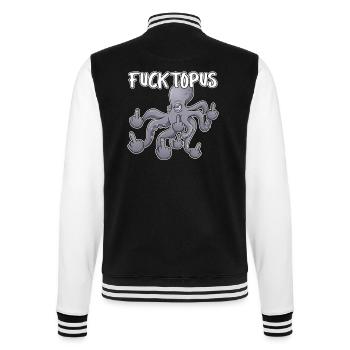 Fucktopuss – Frecher Oktopus Cartoon - College-Sweatjacke - Schwarz/Weiß - Hinten - Marisol (170cm)