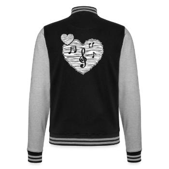 Music clef tape music lovers - College Sweat Jacket - black/heather grey - Back - Marisol (170cm)