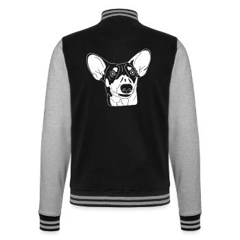 Podenco Mix - College-Sweatjacke - Schwarz/Grau meliert - Hinten - Marisol (170cm)
