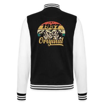 Original 1957 Vintage Birthday Gift 1957 - College Sweat Jacket - black/white - Back - Marisol (170cm)