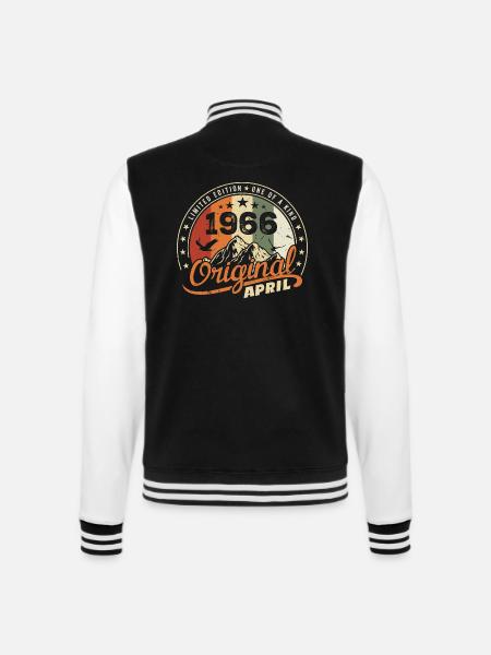 Original April 1966 Vintage Geschenk April 1966 - College-Sweatjacke - Schwarz/Weiß