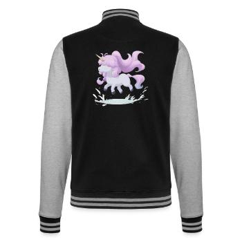 Wasserspaß mit Einhorn: Der Sprung ins Vergnügen - College-Sweatjacke - Schwarz/Grau meliert - Hinten - Marisol (170cm)
