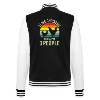 I Like Chickens and Maybe 3 People - College Sweat Jacket - black/white - Back - Marisol (170cm)