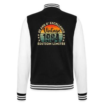 Vintage 1984 édition limitée cadeau 40 ans rétro - Veste Teddy - noir/blanc - Dos - Marisol (170cm)
