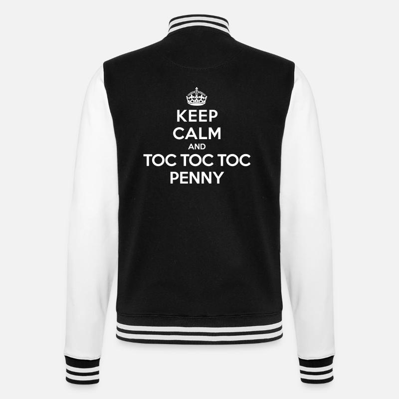 Keep calm and toc toc toc Penny - Felpa in look college - nero/bianco