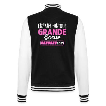 Future grande soeur 2023 annonce naissance cadeau - Veste Teddy - noir/blanc - Dos - Marisol (170cm)