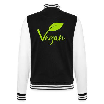 Vegan mit einem Blatt für Veganer und Vegetarier - College-Sweatjacke - Schwarz/Weiß - Hinten - Marisol (170cm)