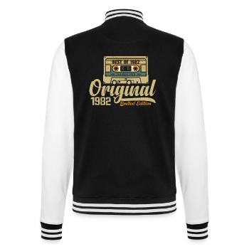 Original 1982 Vintage - 1982 Birthday Gift - College Sweat Jacket - black/white - Back - Marisol (170cm)