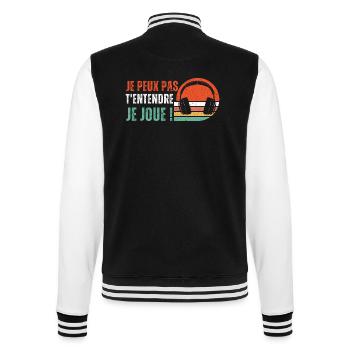 Je joue humour gamer cadeau gaming vintage rétro - Veste Teddy - noir/blanc - Dos - Marisol (170cm)