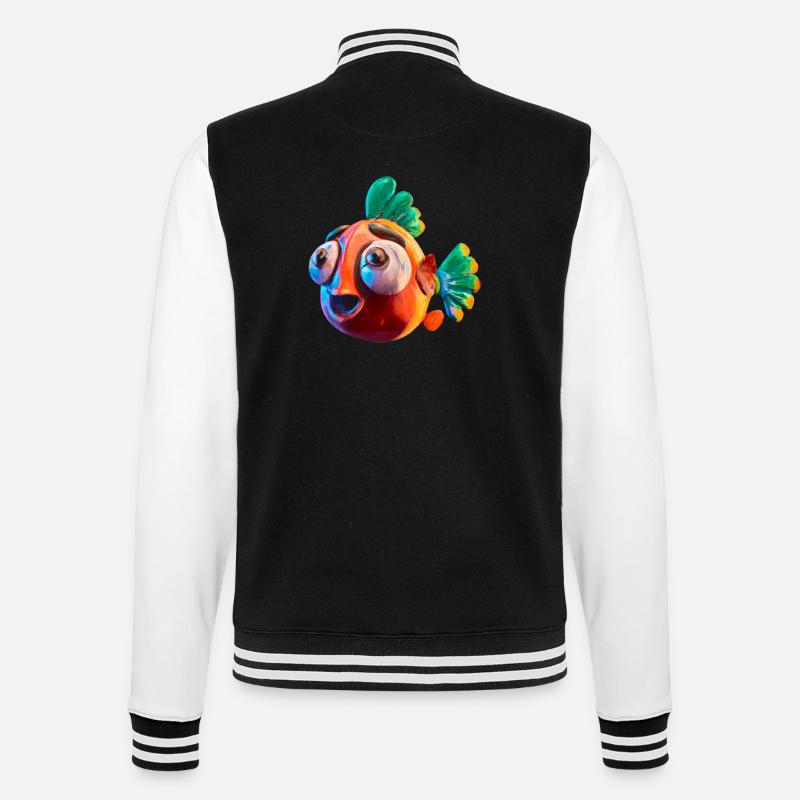 Schockierender Goldfisch - College-Sweatjacke - Schwarz/Weiß