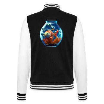 Goldfisch im Goldfischglas - College-Sweatjacke - Schwarz/Weiß - Hinten - Marisol (170cm)