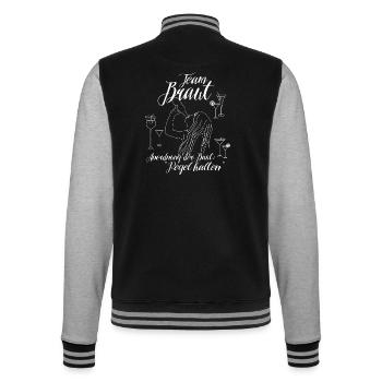Team Braut JGA Line Art lustiger Spruch - College-Sweatjacke - Schwarz/Grau meliert - Hinten - Marisol (170cm)