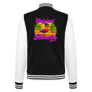 Original Flamazing Flamingo Summer Party Celebrations - College Sweat Jacket - black/white - Back - Marisol (170cm)
