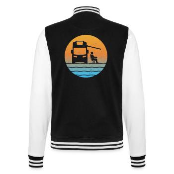 Camping-car coucher de soleil camping t-shirt camping-car - Veste Teddy - noir/blanc - Dos - Marisol (170cm)