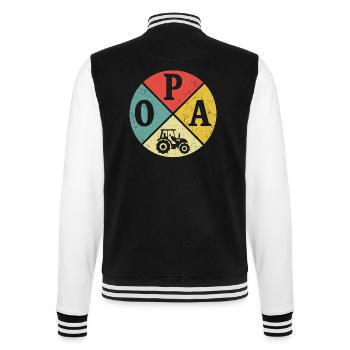 Opa mit traktor retro geschenk für großvater bauer - College-Sweatjacke - Schwarz/Weiß - Hinten - Marisol (170cm)